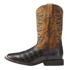 ARIAT Cowboy Boots Western Firecatcher Leather Suede Square Toe‎ Croc Black 5